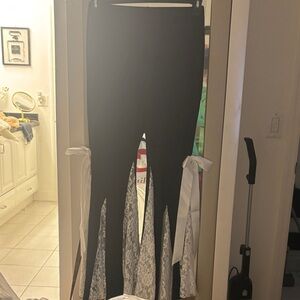 Black Pants with White Lace and Bows